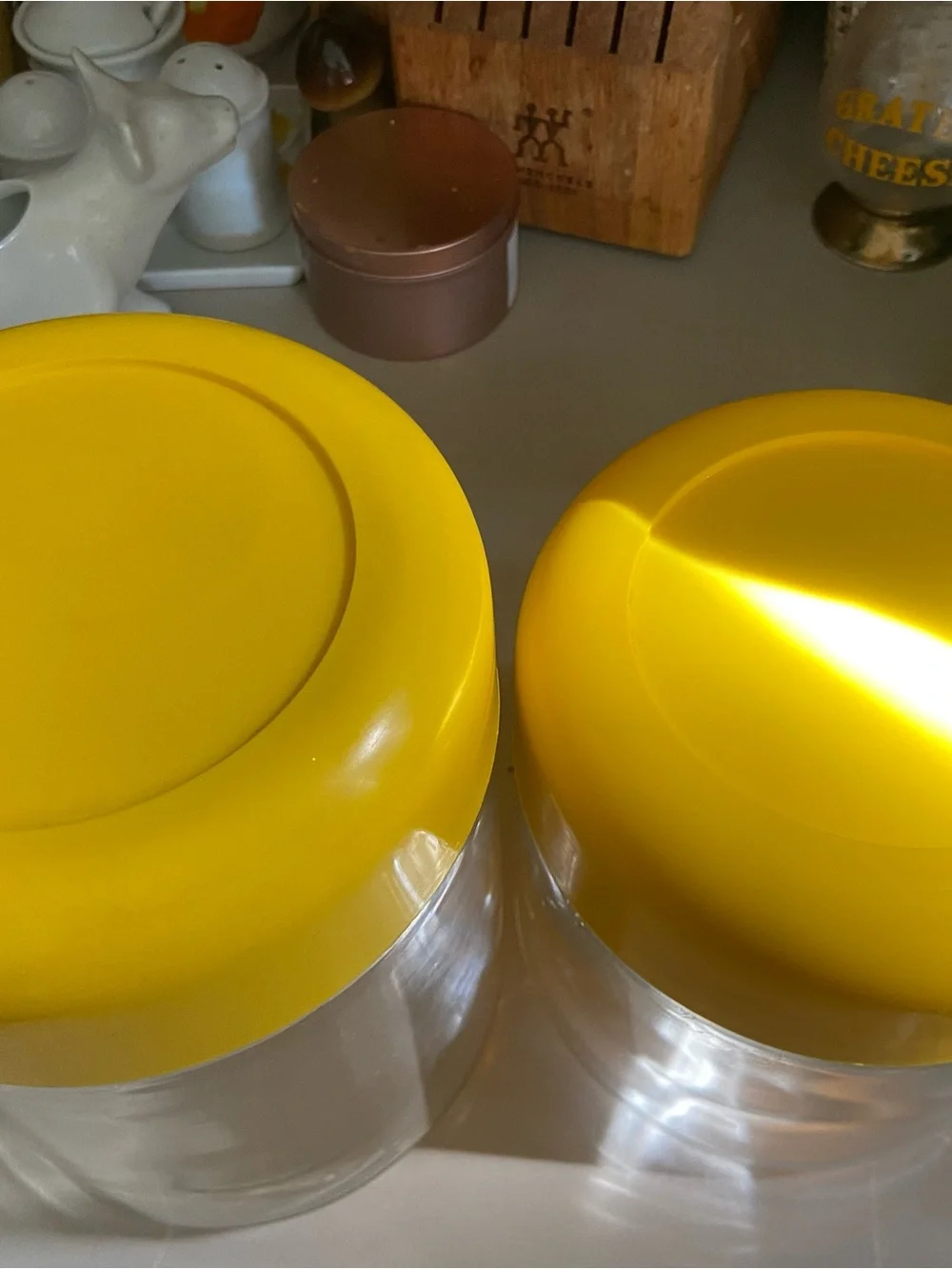 2 Vintage Heller Design Glass Canisters